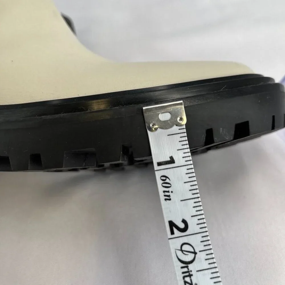 Tory Burch Women's Size 9 Benton Boot Vachetta Calf Heavy Boots In Ivory/Black - Picture 15 of 15